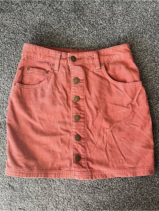 Billabong Dresses & Skirts - Billabong Orange Corduroy Button-Front Mini Skirt